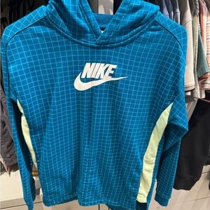 Nike Blue Athletic Hoodie with Grid Pattern